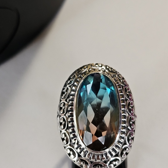 Artisan Crafted Aqua Terra Costa Quartz in Sterling Silver Size 8! NEW! - Picture 9 of 12